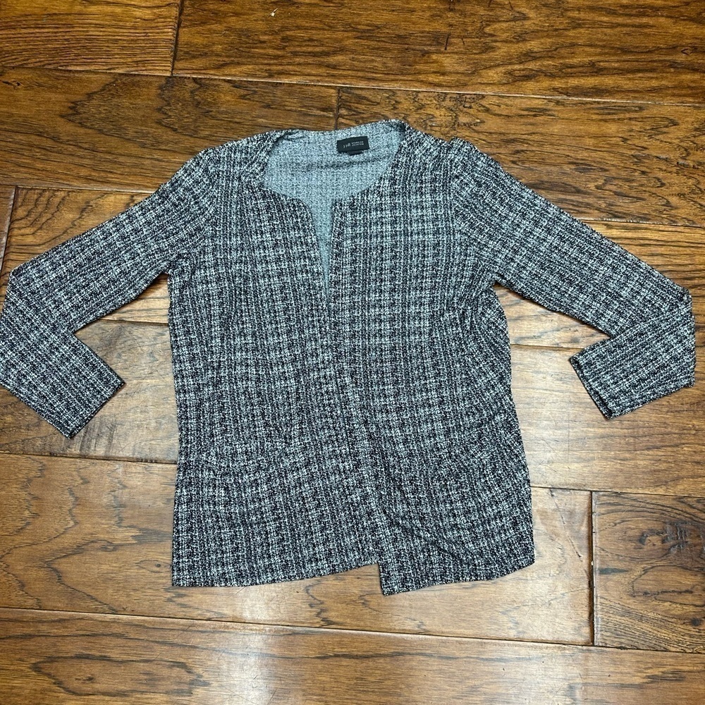 J.Jill Wearever Collection Hook & Eye Plaid Knit Cardigan